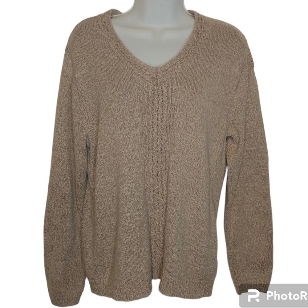 The TOG Shop V neck light brown 100% Cotton sweater size L